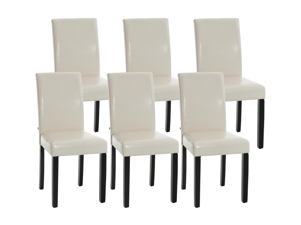 Lot de 6 chaise salle à manger - Similicuir / Bois - Crème - Chicyla AKGE19145