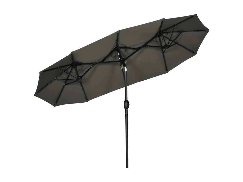 Parasol de jardin inclinable grande taille ouverture fermeture Chicyla acier polyester haute densité gris GQSN14932