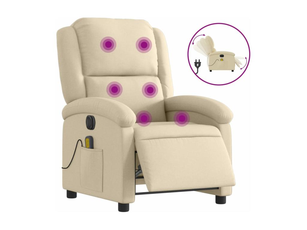Fauteuil inclinable de massage électrique crème tissu JSLJ32551