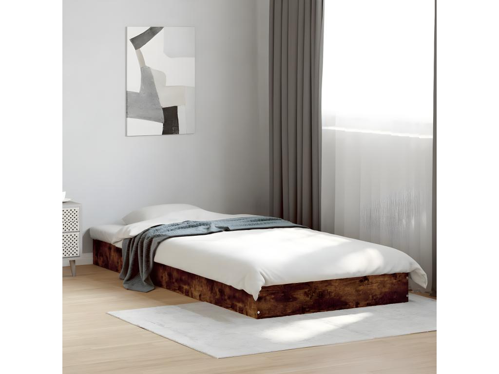 Cadre de lit chêne fumé 75x190 bois d'ingénierie ZZOF29693