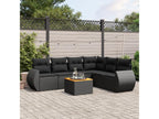 Salon de jardin 7 pcs avec coussins noir résine tressée LCGV49590