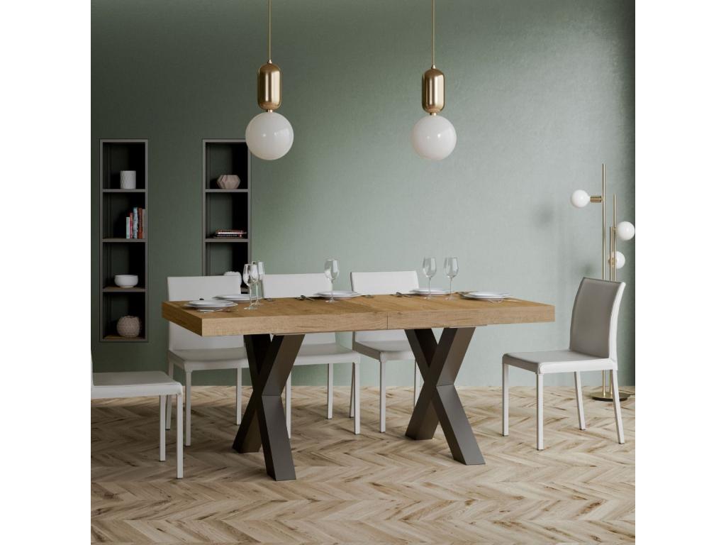 Table extensible 90x180/284 cm Chicyla Chêne Nature cadre Anthracite PNAV99260