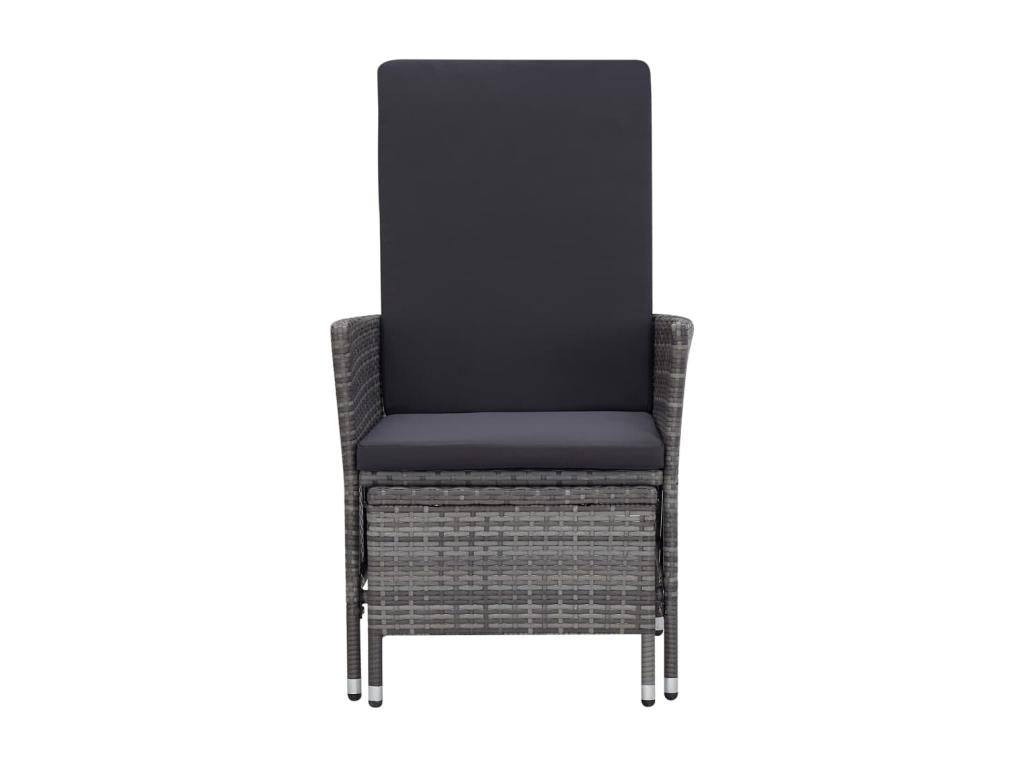 Chaise inclinable de jardin avec coussins Résine tressée Gris JXBB56164