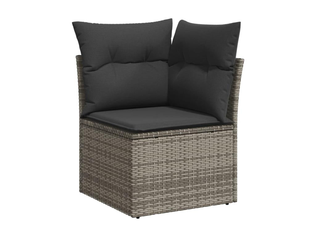 Salon de jardin 9 pcs avec coussins gris résine tressée PYOO80083