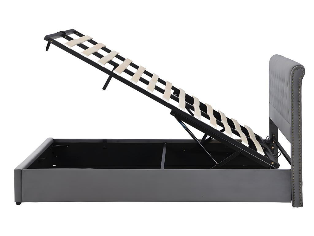 Lit coffre Lit 140x200 cm Lit rembourré - gris- Chicyla DIFW64579