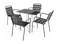 Ensemble table 60 cm ardoise et 4 chaises en métal gris IJEW63409