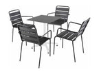 Ensemble table 60 cm ardoise et 4 chaises en métal gris IJEW63409