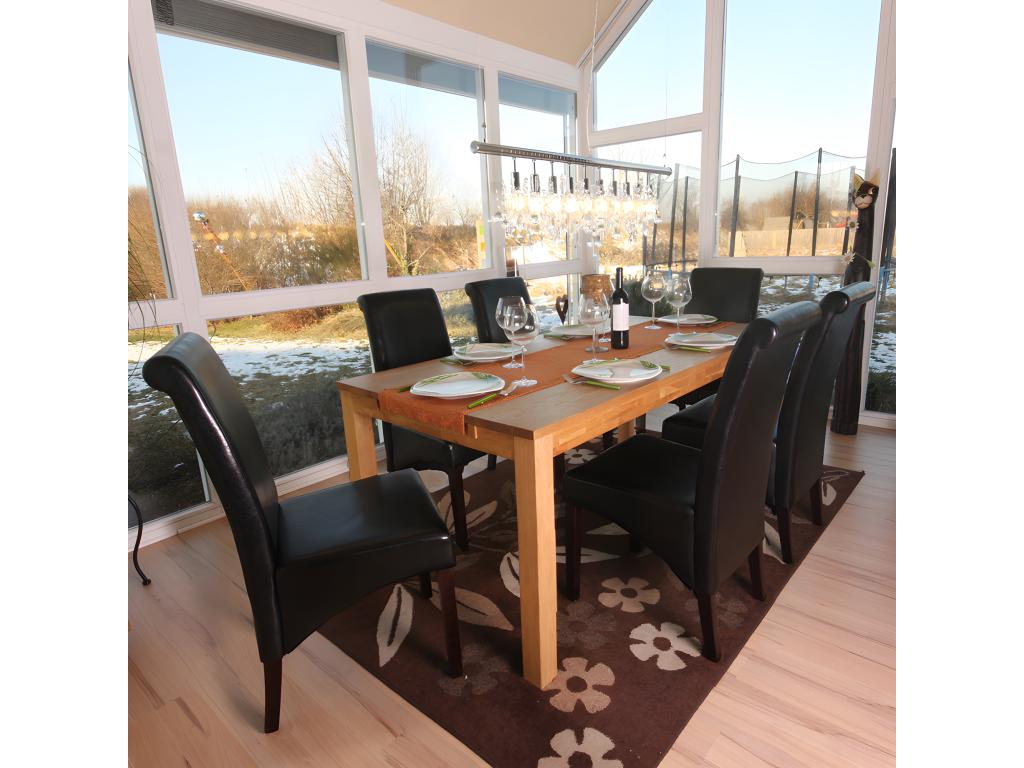 Chaise de salle à manger M37 lot de 6 cuir noir pieds foncés SNAK53542