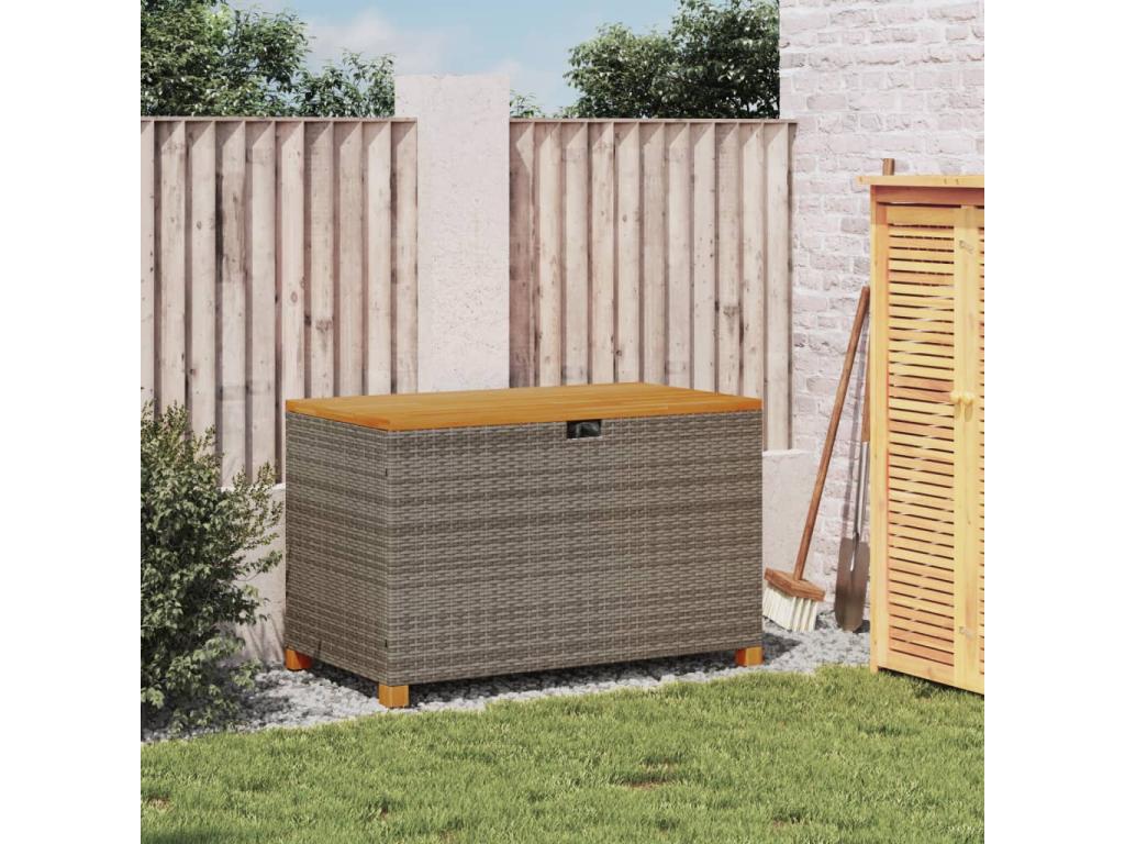 Boîte de rangement de jardin gris résine tressée bois d'Chicyla WCJT05331