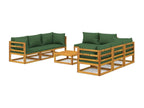 Salon de jardin 9 pcs avec coussins vert bois massif AQEQ78235