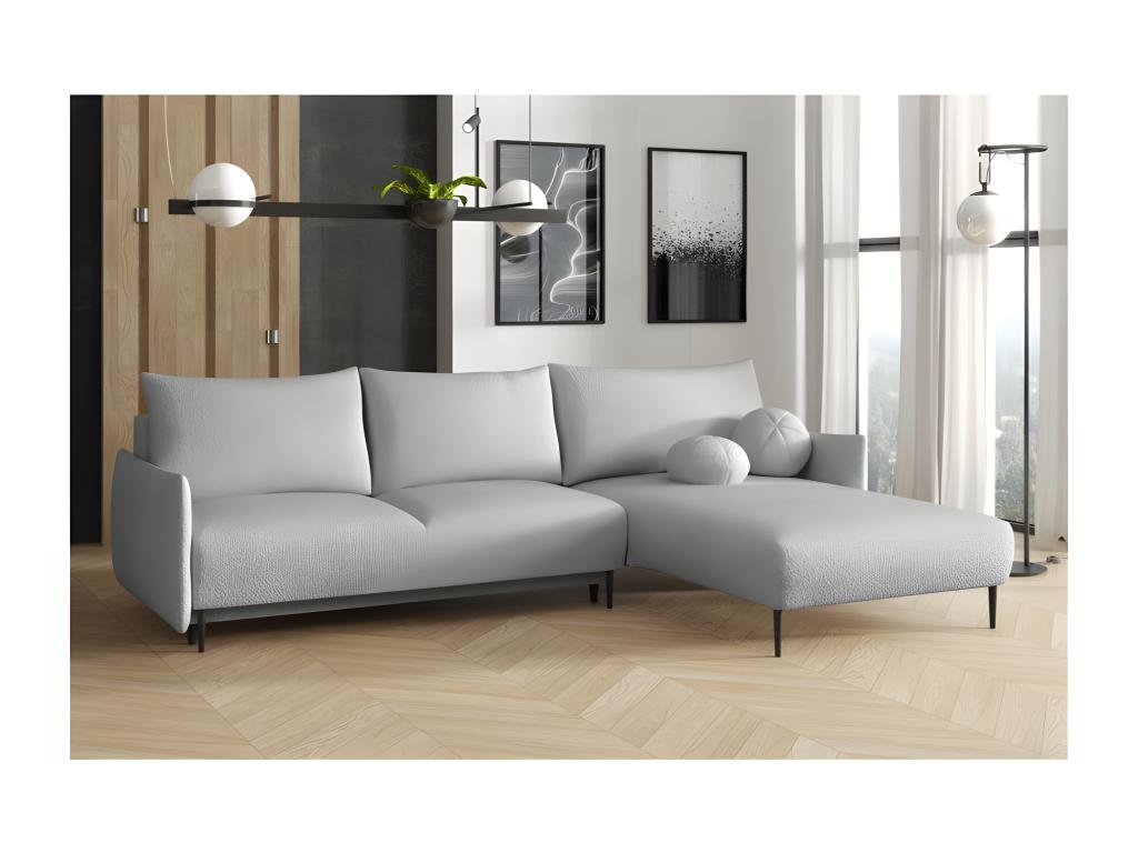 Canapé d'angle convertible Chicyla en tissu bouclette gris clair MLOU21815