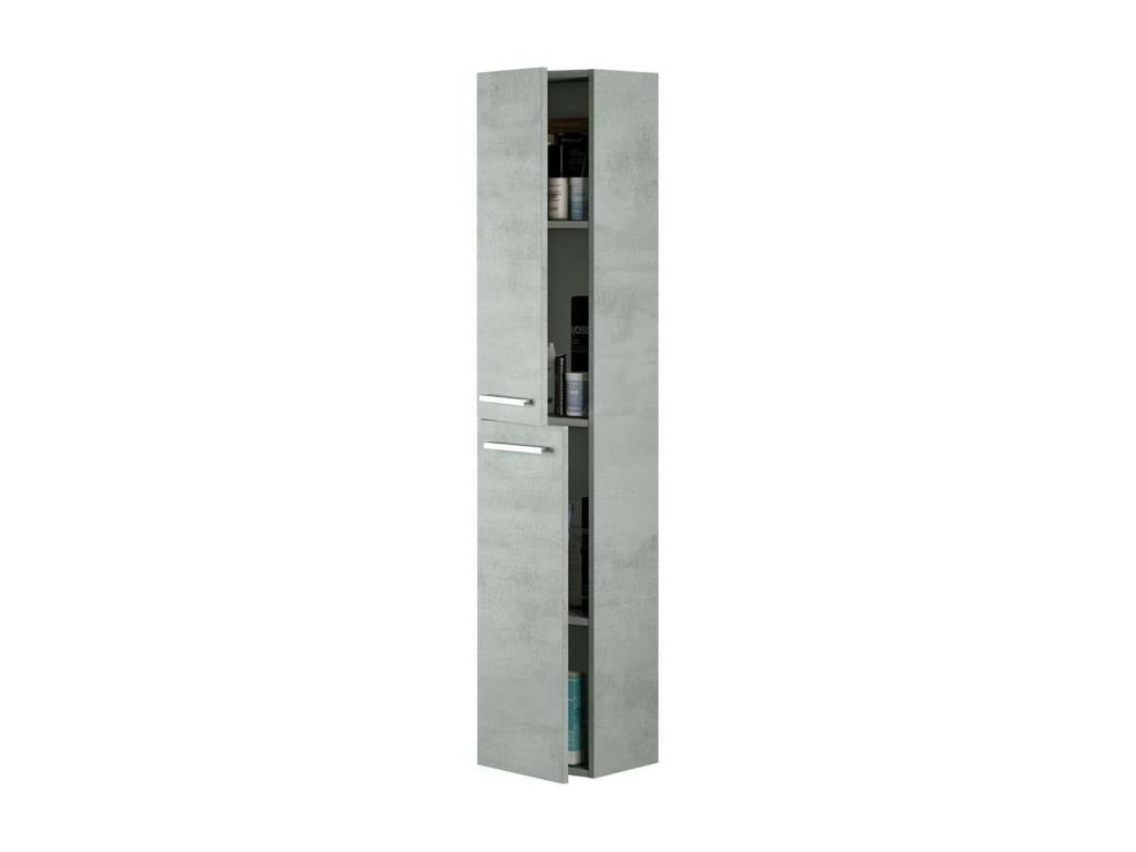 Colonne de salle de bain Chicyla Armoire colonne de salle de bain avec 2 portes Armoire murale suspendue avec 2 étagères 30x25h150 cm Gris béton QXHB51477