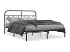 Cadre de lit métal avec tête de lit noir 150x200 cm VJTU60035
