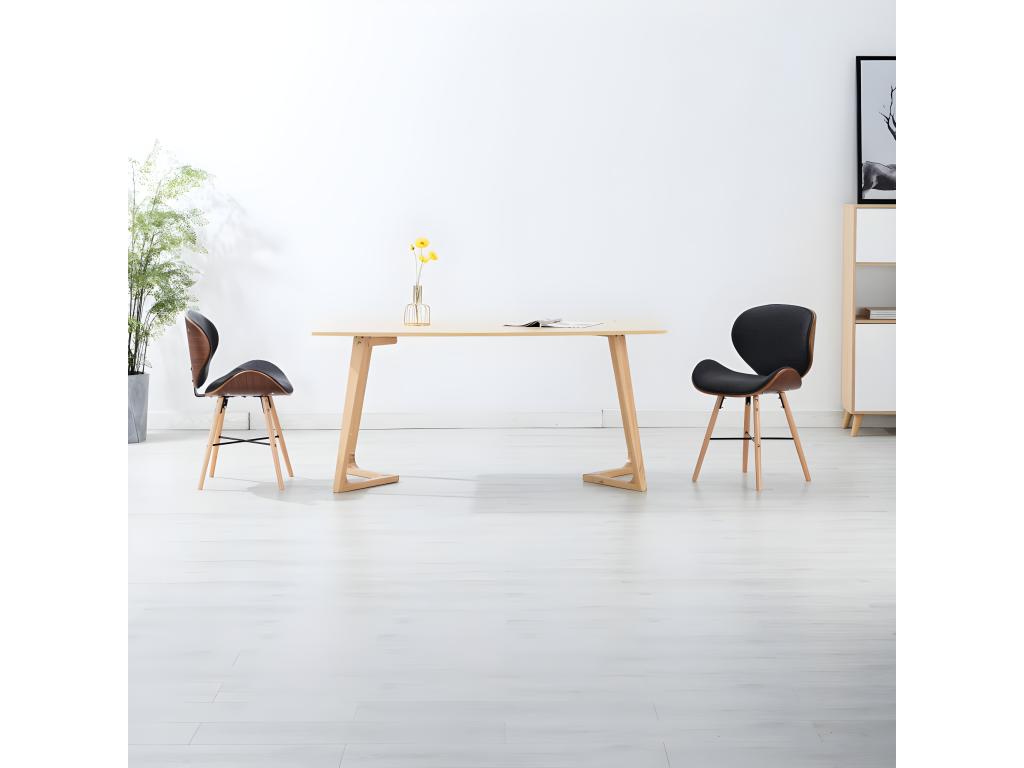 Chaises à manger lot de 2 gris foncé tissu et bois courbé DNUA56103