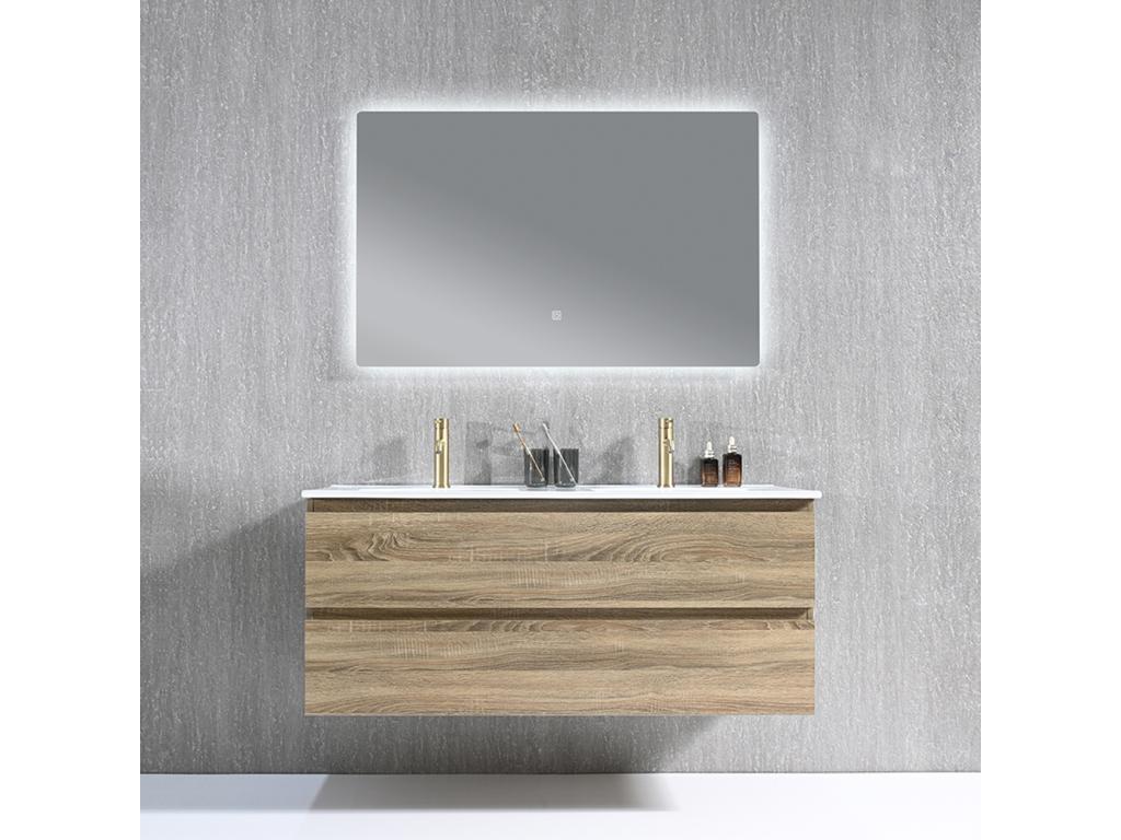 Meuble salle de bain double vasque 120cm bois et miroir LED LB-8331M VCYS32732