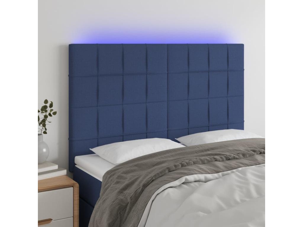 Tête de lit à LED Bleu 144x5x118/128 cm Tissu WGCA53334