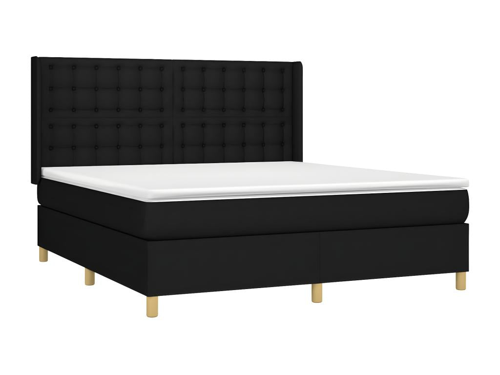 Sommier à Meublori de lit matelas et LED Noir 160x200 cm Tissu