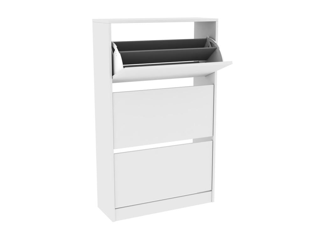 Commode à chaussures de 3 abattants Couleuris Blanc - longueur 73 x profondeur 26 x hauteur 119 cm PIMX83374