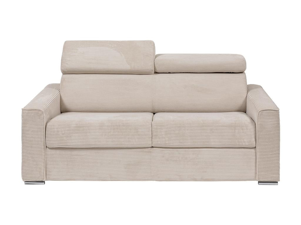 Canapé 4 places convertible express en velours côtelé beige - Couchage 160 cm - Matelas 14 cm - Chicyla GQEX65961