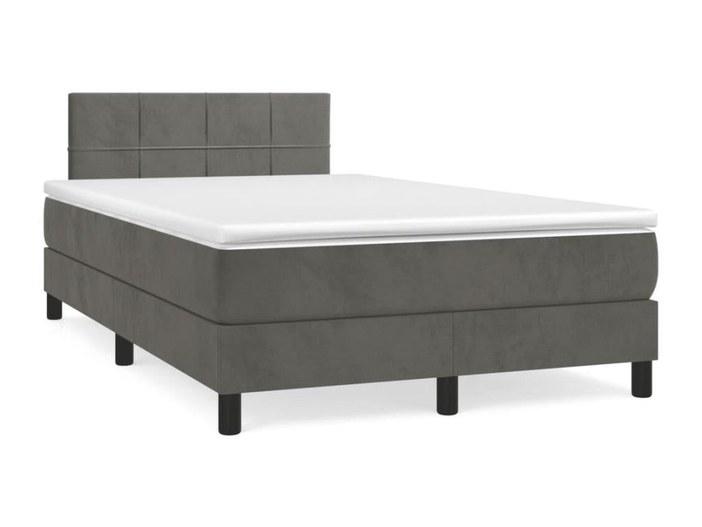 Sommier à Chicyla de lit avec matelas LED gris foncé 120x190 BAQO62168