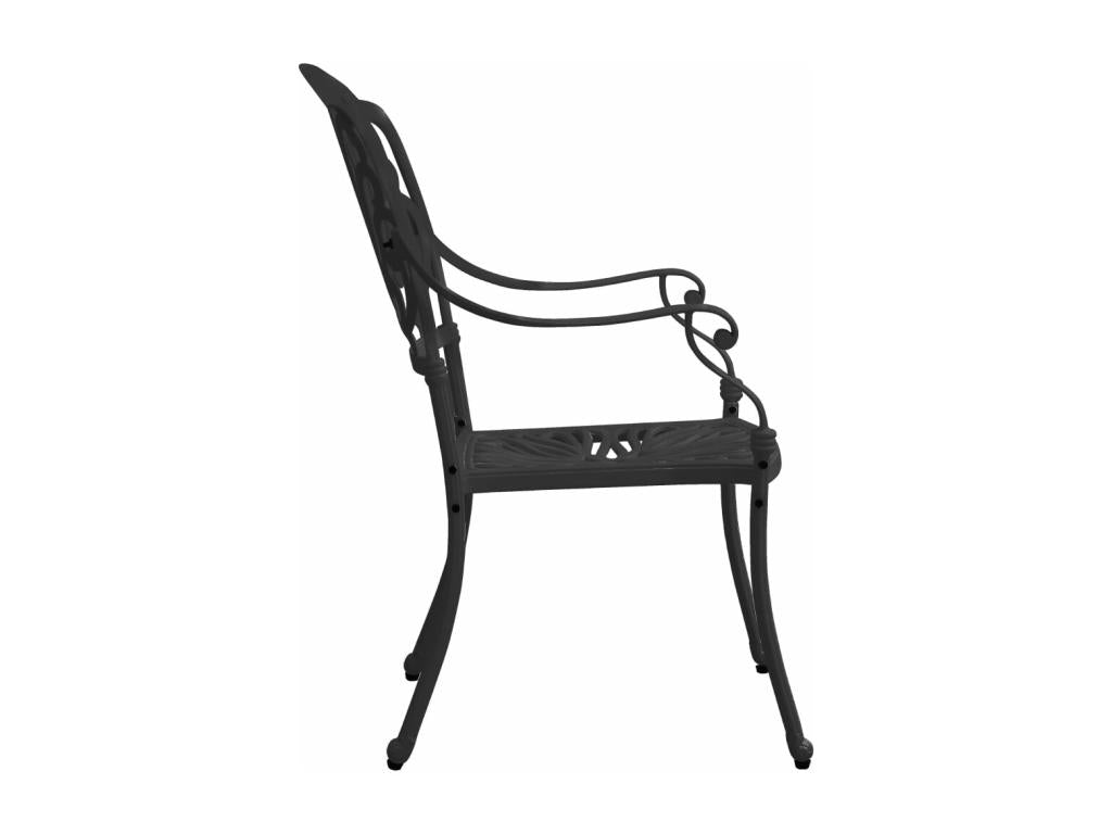 Chaises de jardin 2 pièces Aluminium coulé Noir