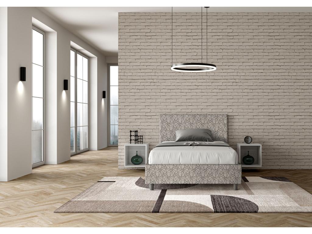 Lit 1 place et demi avec sommier rembourré 120x190 tissu Laviecasa 2 gris Laviecasa HHJE37885