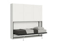 Lit escamotable horizontal blanc Chicyla 85x185 avec rangement et bibliothèque composition D-1 matelas 85x185cm RQOV74285