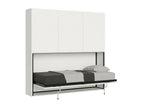 Lit escamotable horizontal blanc Chicyla 85x185 avec rangement et bibliothèque composition D-1 matelas 85x185cm RQOV74285