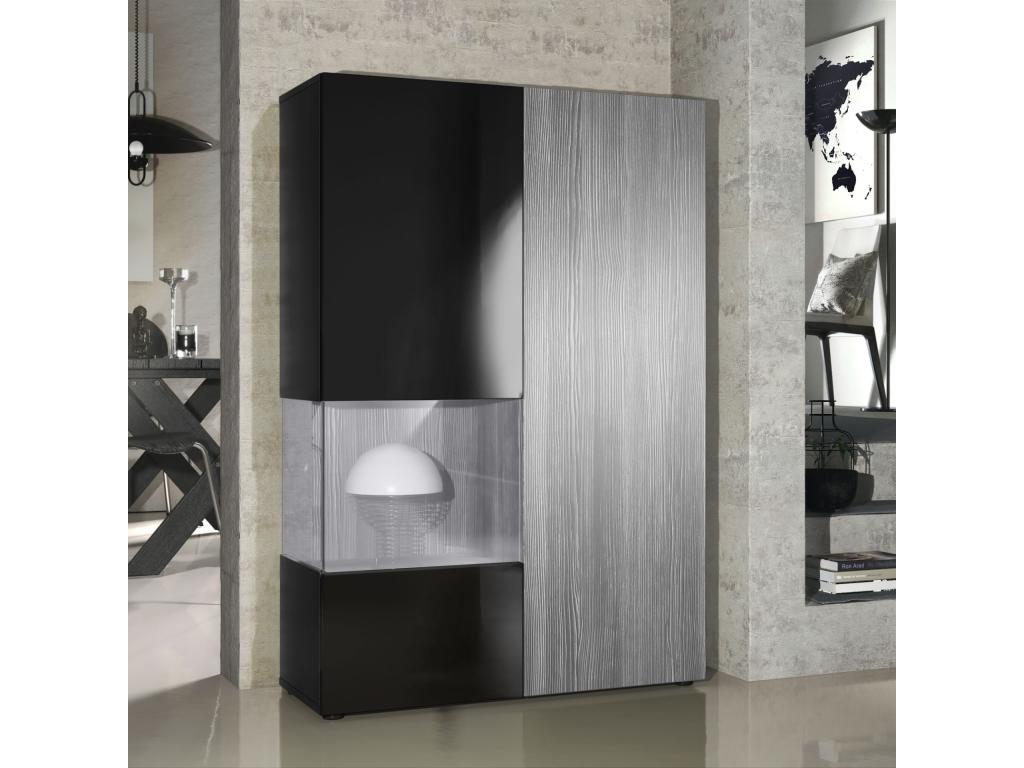 Vitrine Noir Mat Brillant Et Anthracite Mat lxhxp 91.5x136.5x37 Cm LED RQVF51578
