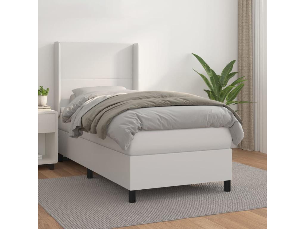 Sommier à Chicyla de lit avec matelas Blanc 90x190 Similicuir BLGY58357