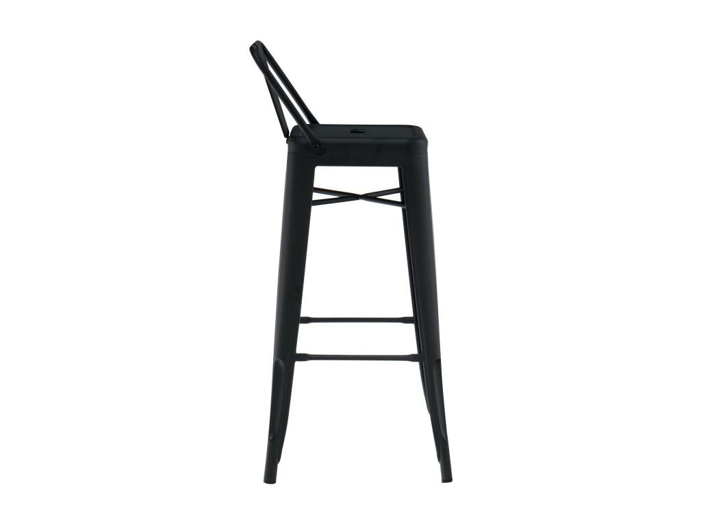 Tabouret avec dossier 74cm Kontoir en acier brillant - Design industriel et élégant-Couleur Chicyla VNGS37866