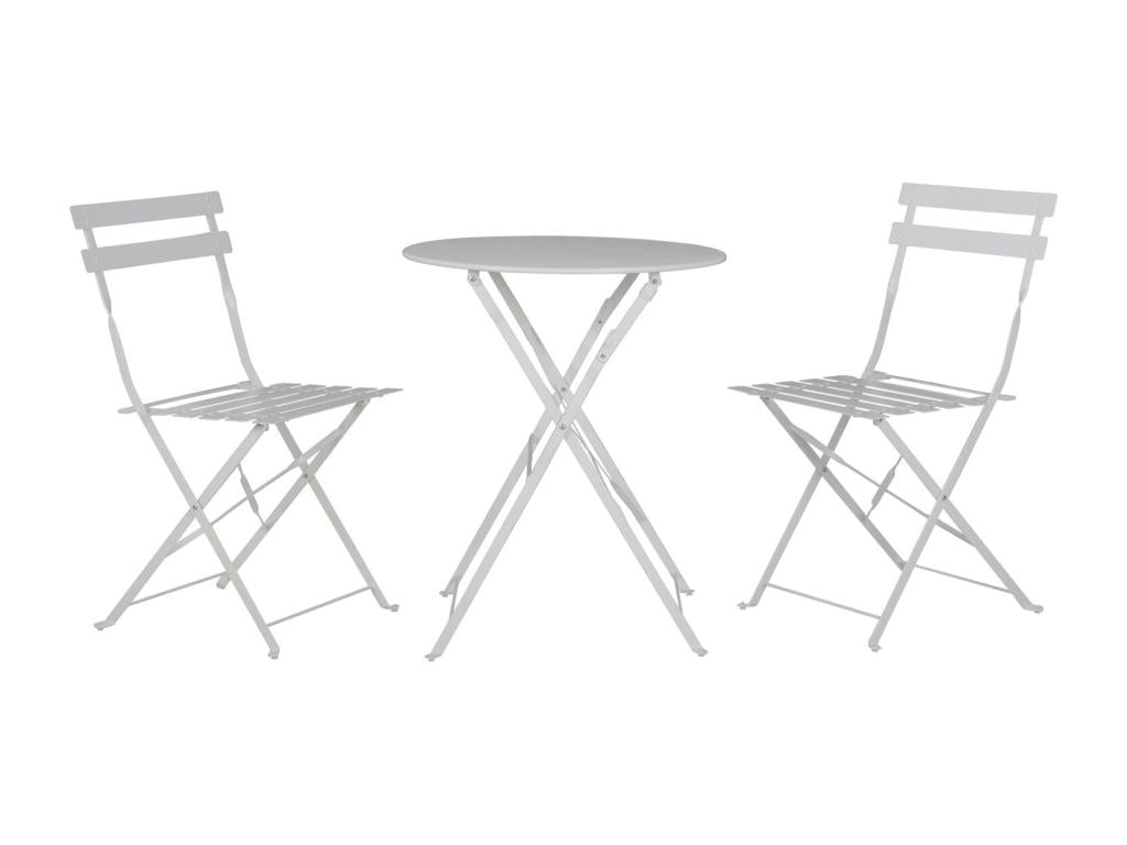 Table et chaises pliantes bistrot balcon terrasse- 2 places - Blanc - Chicyla KNOO70133