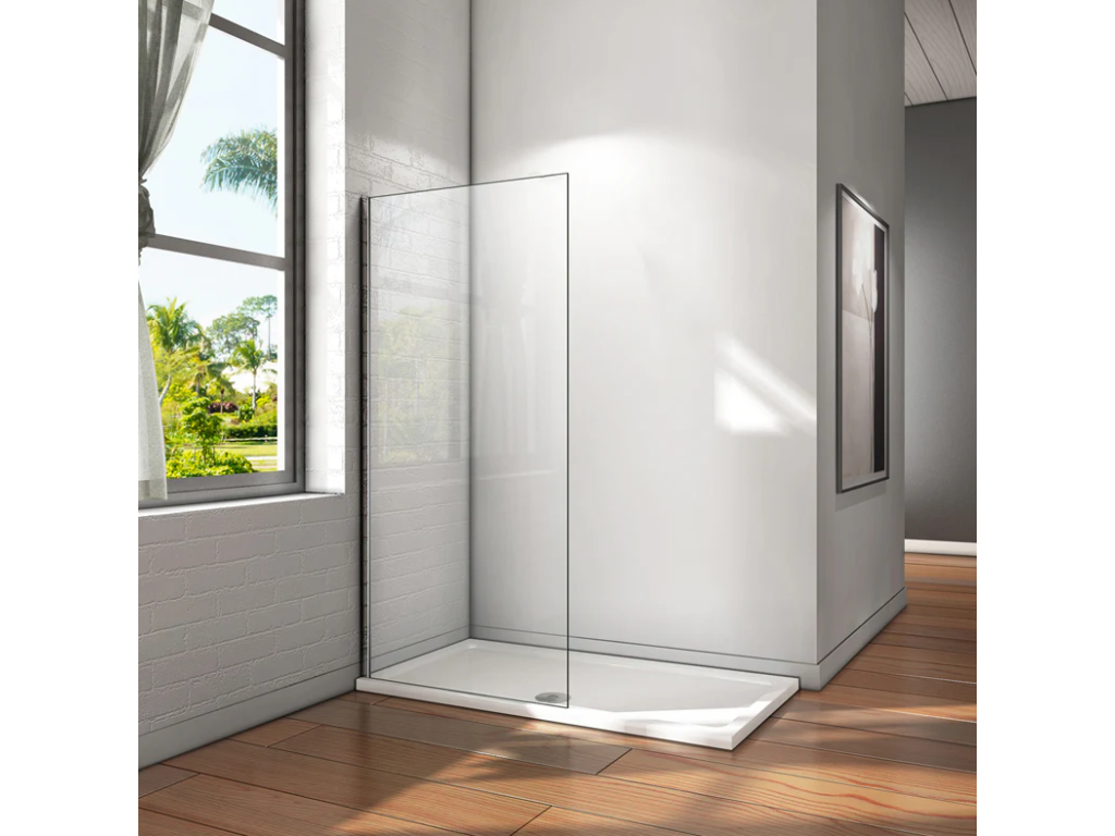 Chicyla paroi de douche à l'italienne 60x200cm Profilé en aluminium chromé en 8mm verre anticalcaire sans receveur HKUS08720