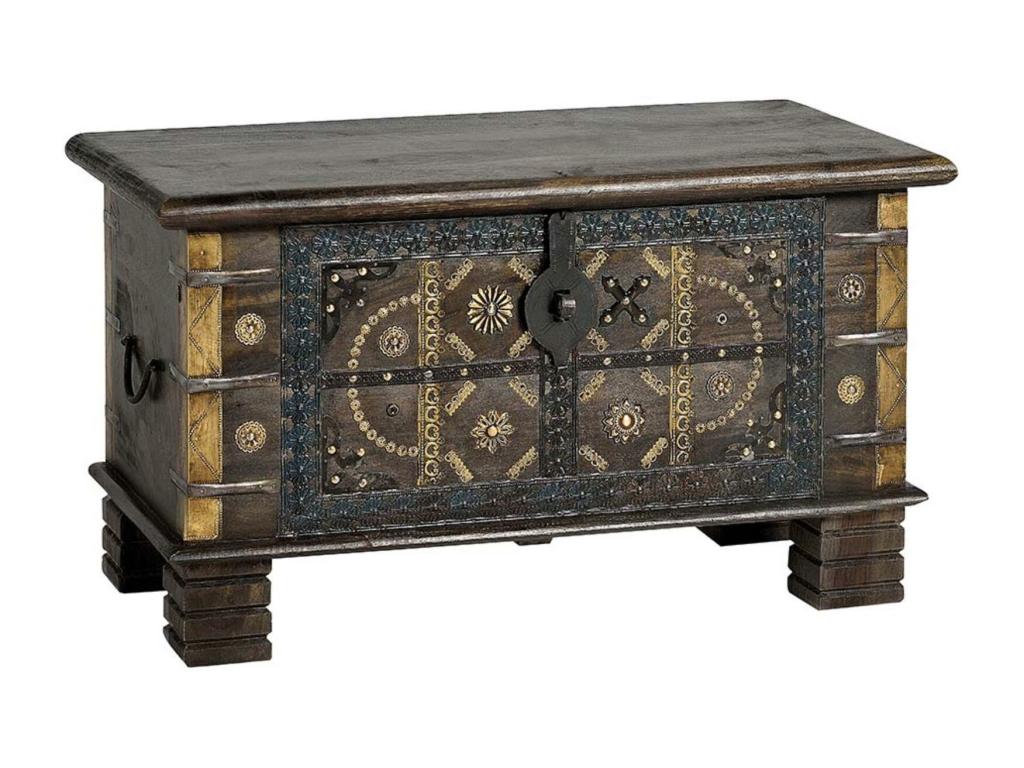 Coffre en bois de manguier marron foncé Marrón.Giner y Colomer.46x40x80 MARZ11519