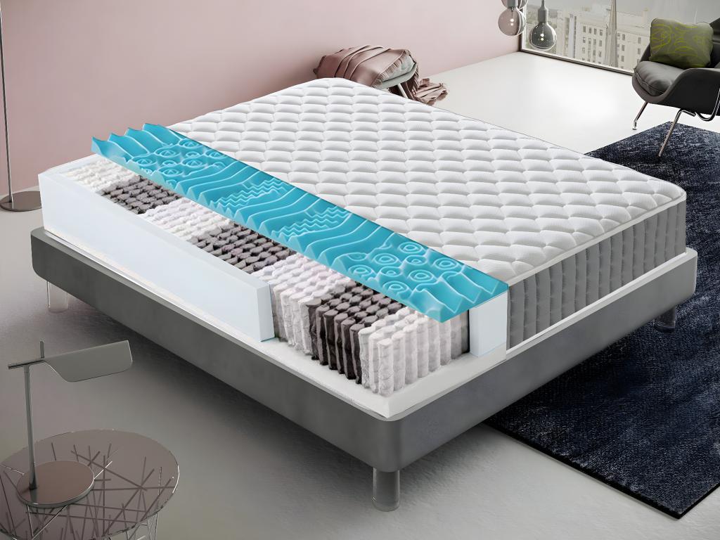 Matelas à ressorts ensachés mémoire de forme 9 zones différenciées - Anatomique - 140x190 cm DUAZ50487