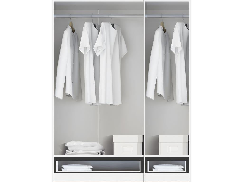Armoire / placard de rangement de 3 portes 2 tiroirs Couleuris Blanc / Chêne Chicyla - longueur 152 x profondeur 51 x hauteur 200 cm LXBK57701