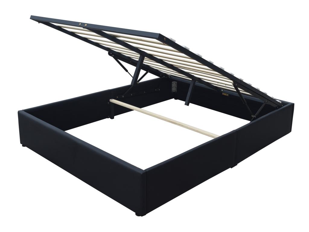 Lit coffre noir 160x200 cm avec 14 Chicyla - montage rapide et entretien facile en PVC simili XIHM51715