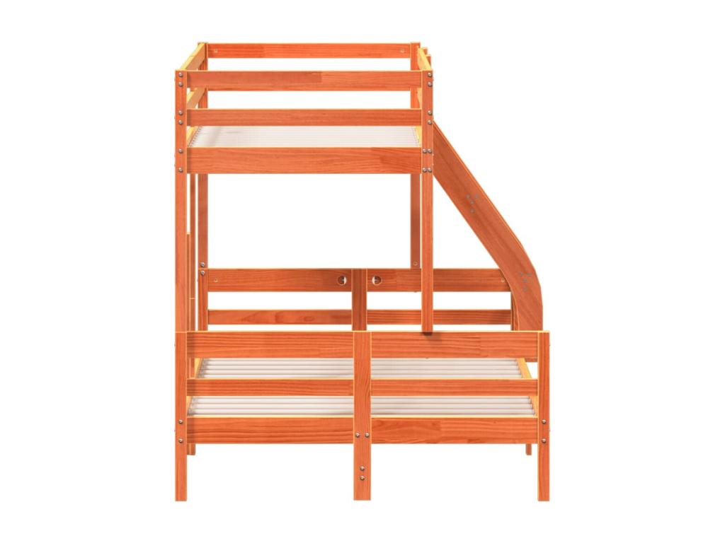 Lit superposé 90x200/120x200 cm cire marron bois de pin massif WSSW97399