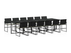 Ensemble à manger de jardin 13 pièces coussins noir résine tressée KZYH15022