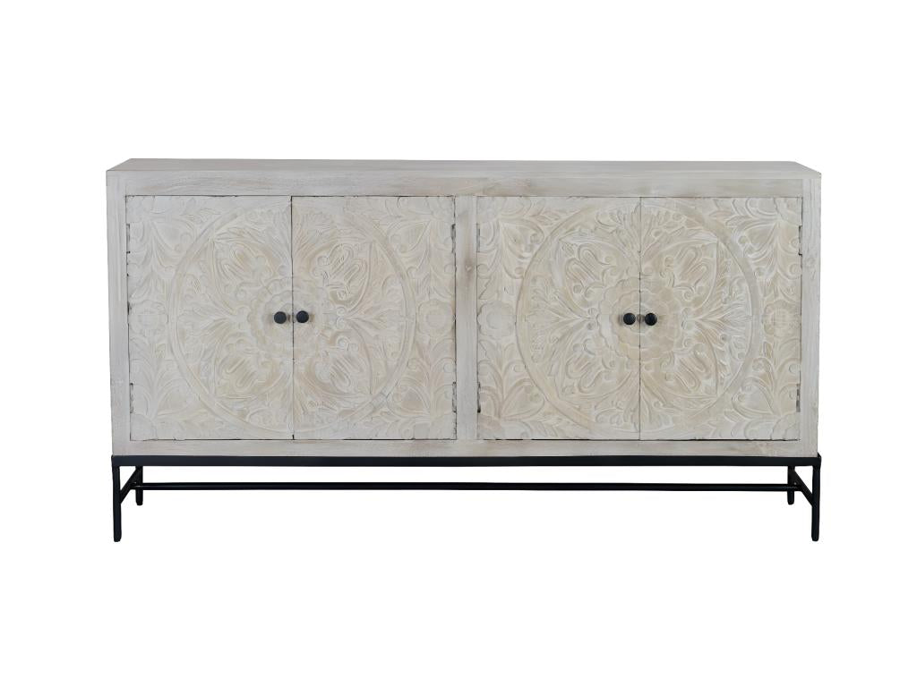 Bahut Bois Fer Blanc 170x39x90cm Bois-Fer - Meublori