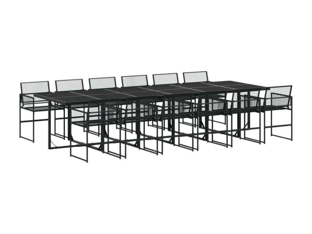 Ensemble à manger de jardin 13 pièces noir résine tressée QFYU21825