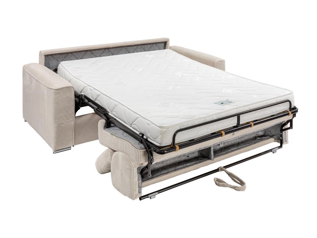 Canapé 4 places convertible express en velours côtelé beige - Couchage 160 cm - Matelas 14 cm - Chicyla GQEX65961