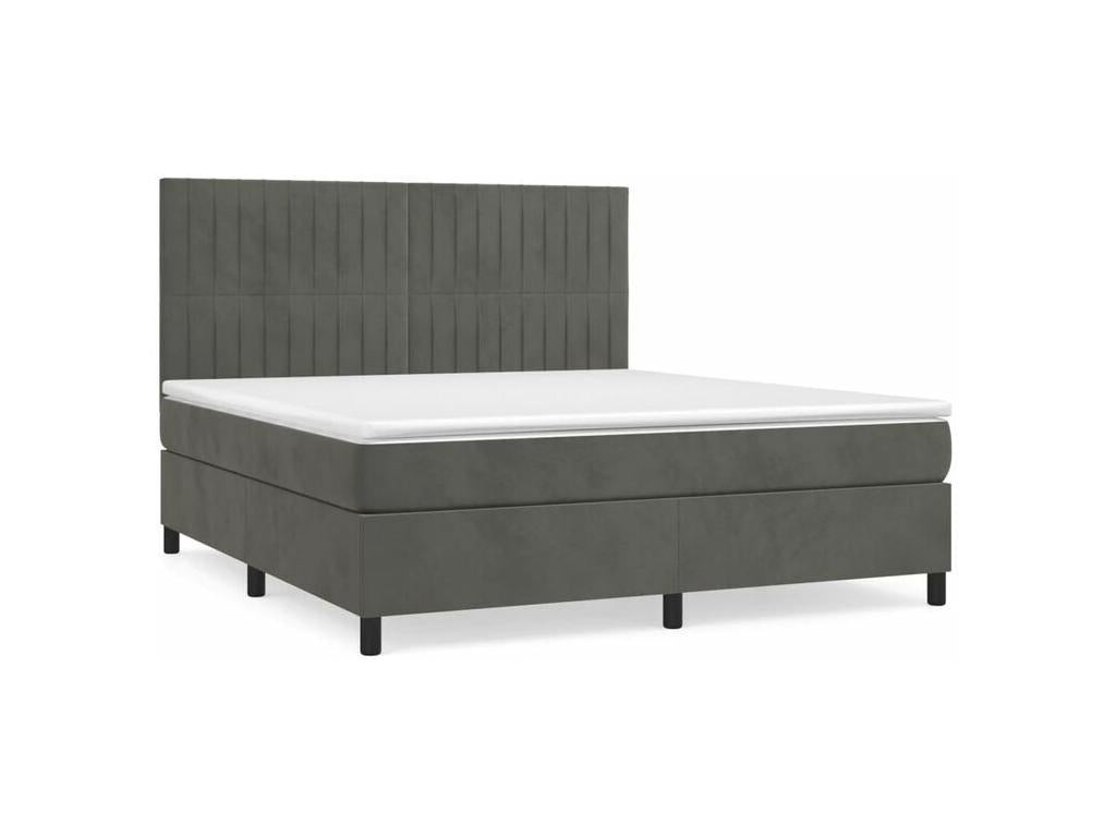 Sommier à Meublori de lit et matelas Gris foncé 160x200 Velours