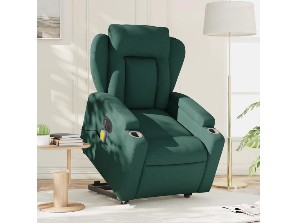 Fauteuil inclinable massant électrique Vert foncé Tissu MJOL21432