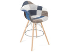 Chaise de bar scandinave accoudoir siège Chicyla tissu rembourré pieds bois clair TIBA bleu MTCN72684