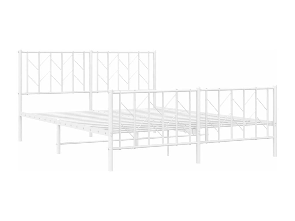 Cadre de lit métal avec tête de lit/pied de lit blanc 150x200cm OQPP27602