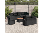 Salon de jardin 9 pcs avec coussins noir résine tressée EJLA41527