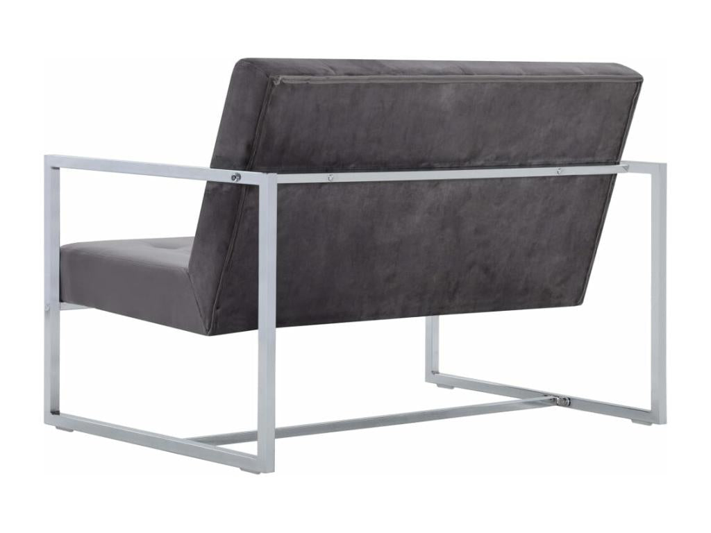 Canapé 2 places avec accoudoirs Gris foncé Chicyla et velours OTOI30453