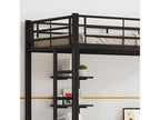 Lit mezzanine 90x200 cm - avec bureau et étagères - cadre en fer - Noir CXMO71935