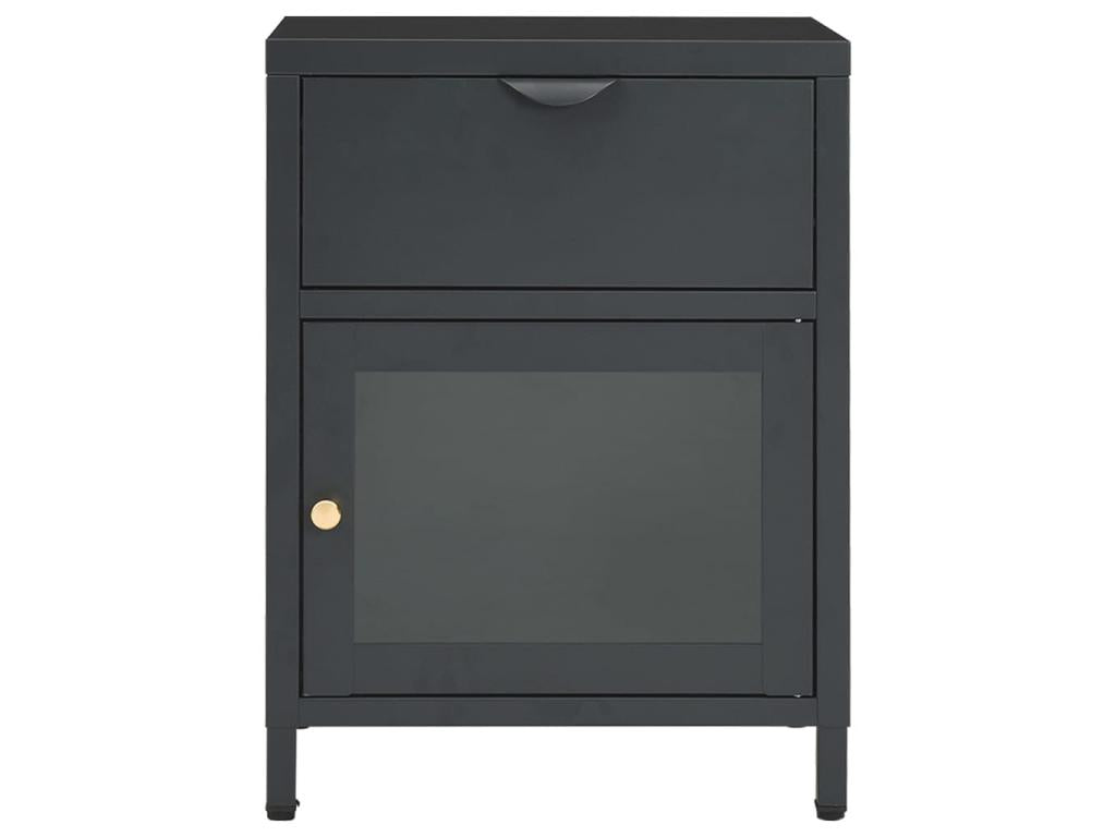 Tables de chevet 2 pcs Anthracite 40x30x54.5 Acier et verre BCPW94996